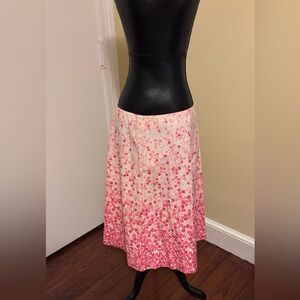 TALBETS Cotton Pink Floral Midi Skirt